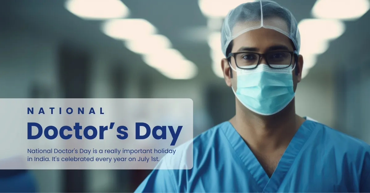 National Doctor's Day Photo- Indian Male Doctor Wearing Surgical Mask and Goggles.