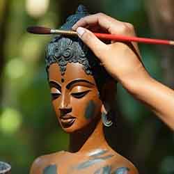 Free Art Image of a Person Painting a Sculpture Free Art Image of a Person Painting a Sculpture