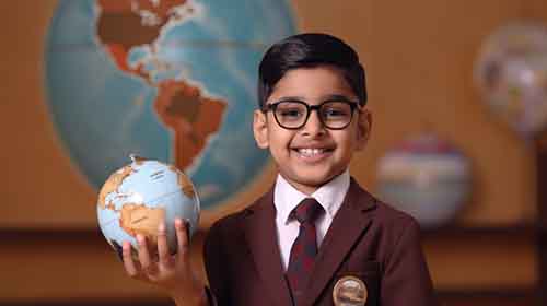 Free Education Image of a Boy in School Uniform Holding Globe in His Hand