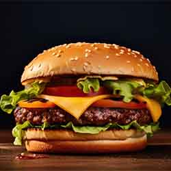Free Food and Drinks Image of A Tasty Cheese and Beef Burger