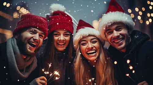 Free Holiday and Festival Image of Group of People Celebrating Christmas Free Holiday and Festival Image of Group of People Celebrating Christmas