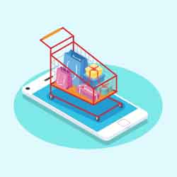 Free Isometric Vector of A Shopping Cart on Mobile Phone Free Isometric Vector of A Shopping Cart on Mobile Phone