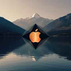 Free Logo of Apple with mountains and lake in background Free Logo of Apple with mountains and lake in background