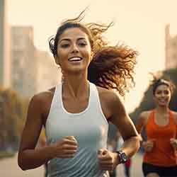 Free Meditation And Fitness Photo Of A Young Woman Is Joyfully Running Through A City Parks Trail Free Meditation And Fitness Photo Of A Young Woman Is Joyfully Running Through A City Parks Trail