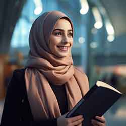 Free People Image of A Hijabi Woman Holding a Notebook in her hands
