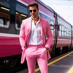 Free People Image of A Man wearing Pink Coat Pant