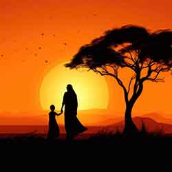 Free Silhouettes image of a mother and daughter beside a tree looking at sunset Free Silhouettes image of a mother and daughter beside a tree looking at sunset