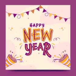 Free Social Media Photo Of New Year Banner With Purple And Yellow Text