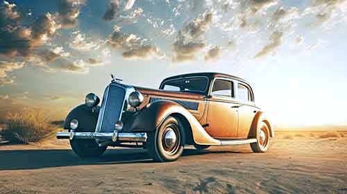 Free Vintage Image of a Brown Car in Desert Setting Free Vintage Image of a Brown Car in Desert Setting